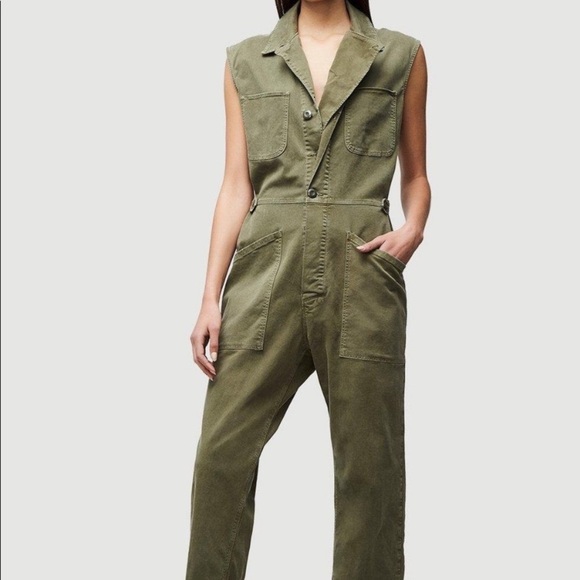 Frame Denim Pants - Frame Le Service Twill Jumpsuit In Militia Green
